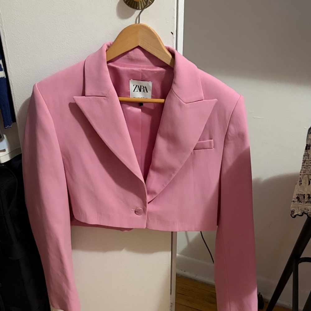 Zara Blush Pink Cropped Blazer